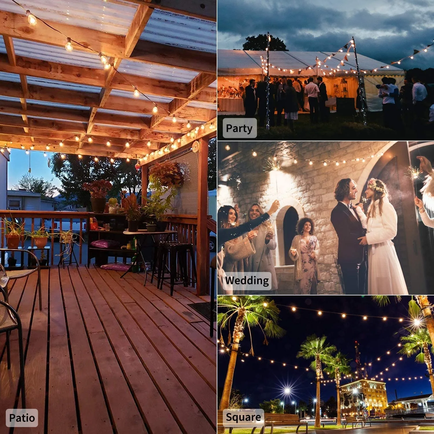 Modern Vintage Waterproof Outdoor New Year Party Garden Garlands Decoration Solar USB Rechargeable G40 Globe String Lights