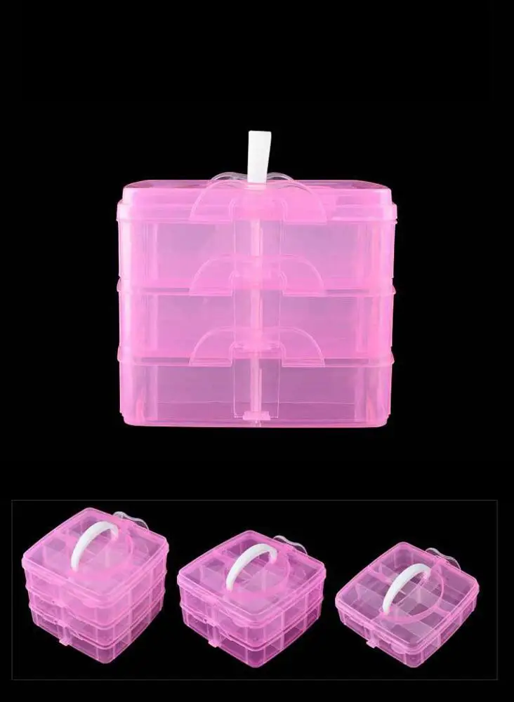 3-layers Detachable DIY Desktop Storage Box Clear Plastic Storage Box Jewelry Organizer Holder Cabinets For Beads Crafts Case