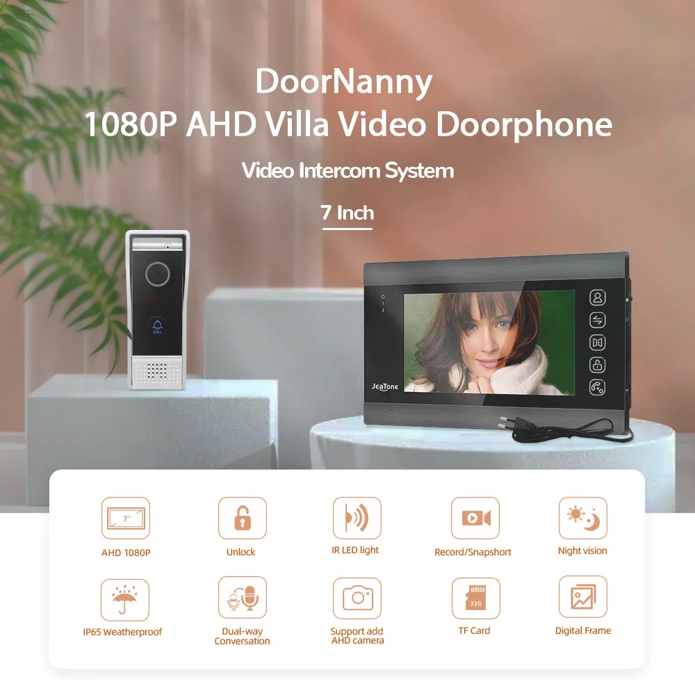 Smart Home Video Door Phone Full Hd 1080P 4Wires Tuya WiFi Smart Video Intercom Doorbell With Camera Bcom Jeatone