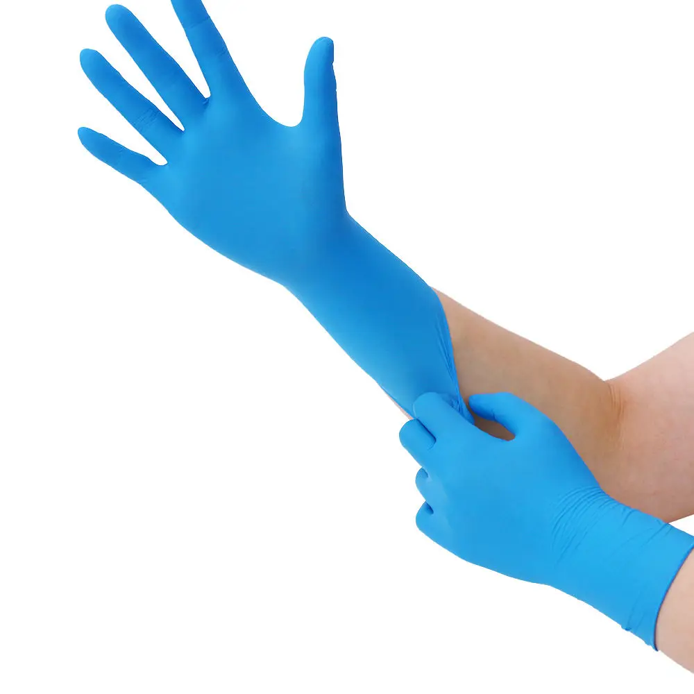 Factory Price Blue Pure Nitrile Rubber Gloves Kitchen Lab Blue Nitrile Rubber Gloves