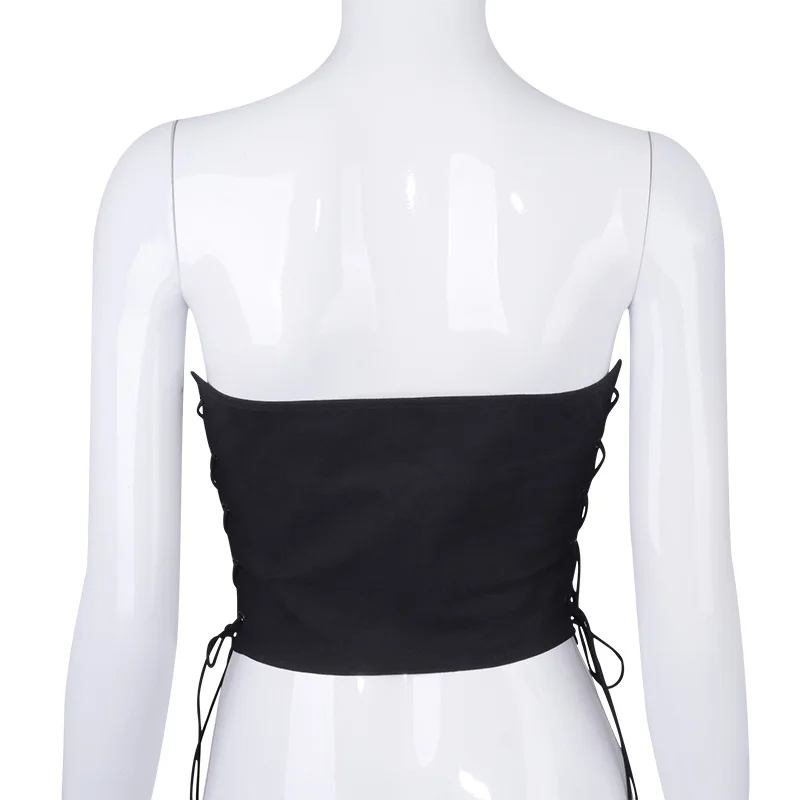 Sleeveless chest wrapped open back sexy corns two side binding bra tank top