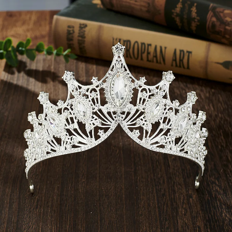 BELLEWORLD wedding hair accessories baroque elegant big crowns for queens corona colorful rainbow gold silver crowns and tiaras