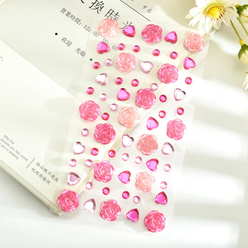 DIY Crystal gemstone sticker Diamond rhinestone heart flower sticker for decoration scrapbook