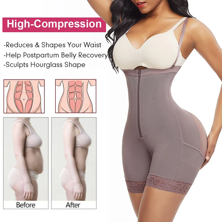 Wholesale Premium Crotchless Lace Tummy Control Shorts Fajas Body Shaper Butt Lifter High Waist Cinchers Shapewear