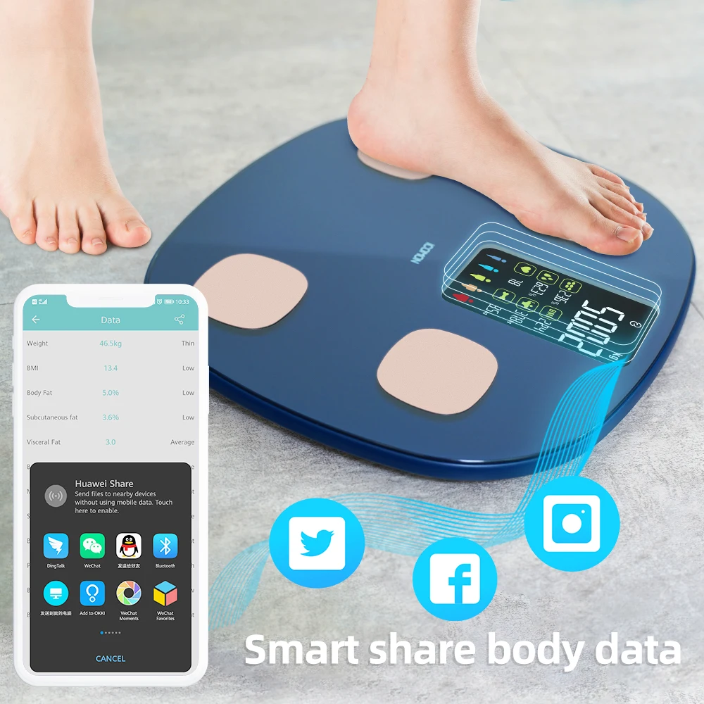 Bone Mass Body Age BMR Subcutaneous Fat Protein Bone Mass Viscera Fat Heart Rate VA Screen Scale