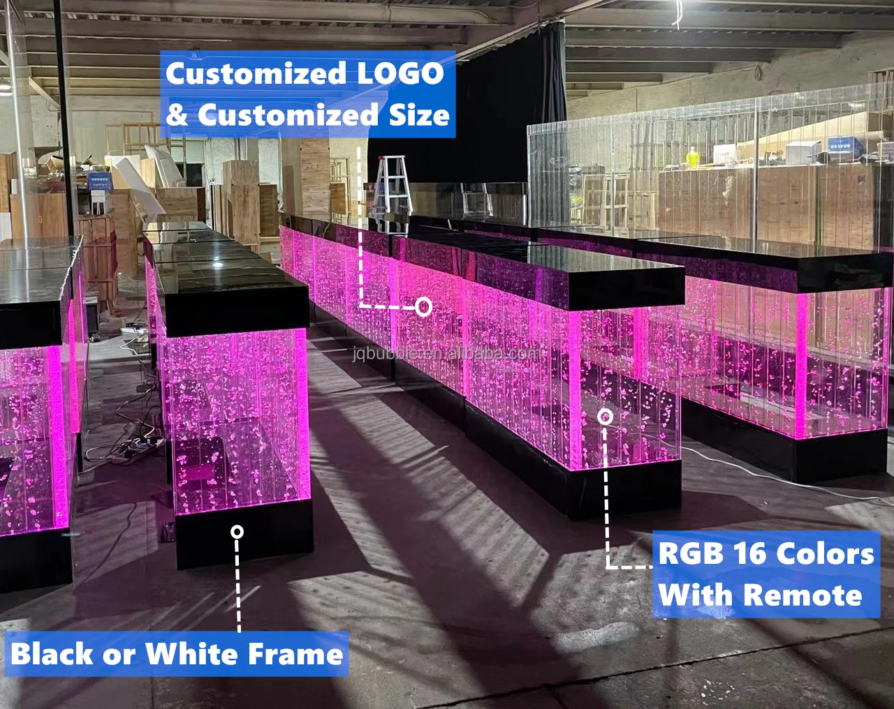Front Desk Glow Furniture Acrylic Table Top LED Multi-color Bar Table Plastic RGB LED Light Modern Commercial Furniture