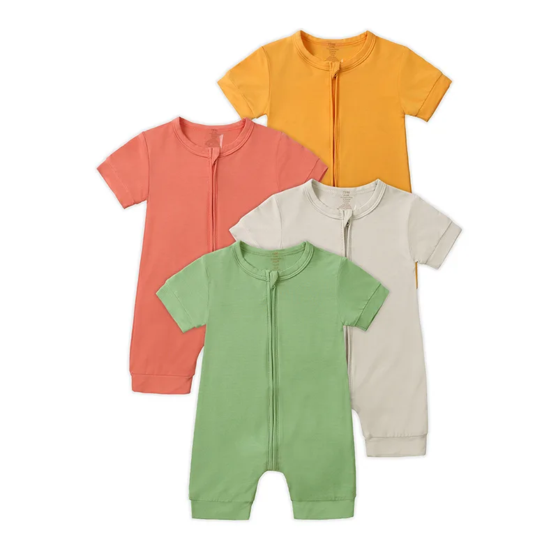 Baby Jumpsuit Romper Baby Clothing Baby Clothes Organic Bamboo 95%bamboo Short Sleeve Summer Fancy Custom Label Full Unisex