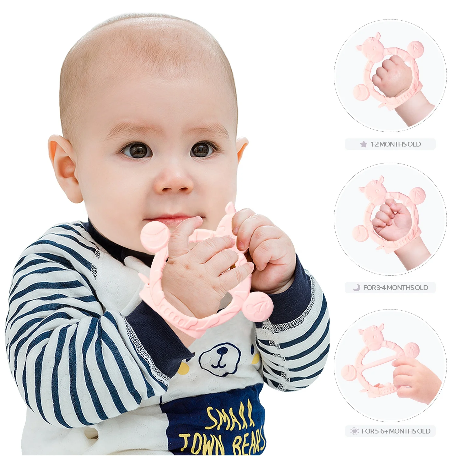 Корова форма регулируемый размер запястья при прорезывании зубов жевательные браслет Прорезыватели для зубов силиконовый Игрушки для малышей