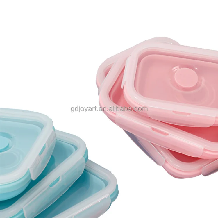 New Design Collapsible Silicone Crisper Microwave Oven Dishwasher Freezer Safe  Food Storage Containers With Lids