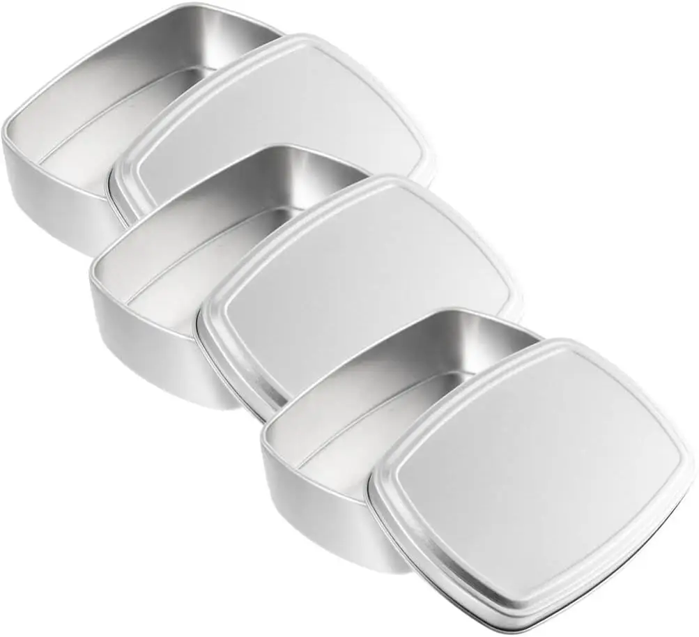 Recyclable Silver Color Square Tin Box Empty Metal Tin Can Metal Tin Aluminum Can For Soap Packaging