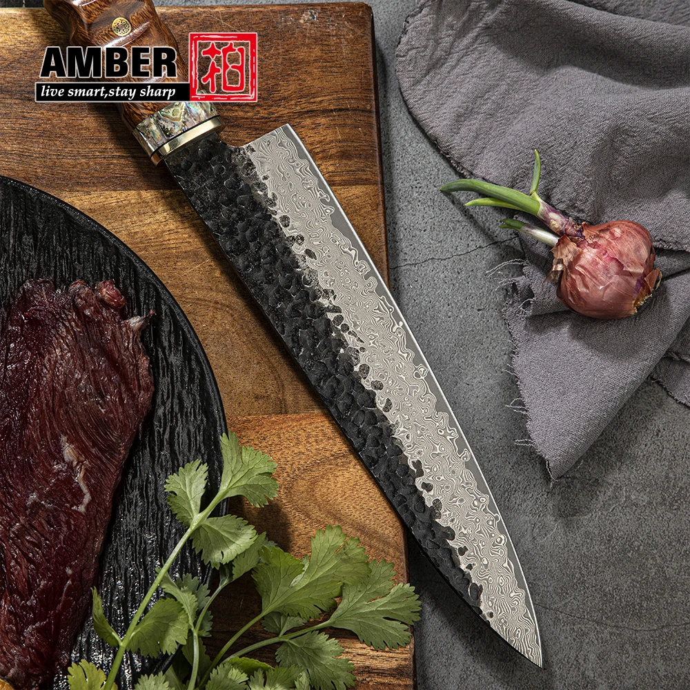 89 Layers Damascus Steel 8-Inch Japanese Chef Knife VG10 Core Brass Abalone Shell Handle Sharp Kitchen Knife USA Desert Ironwood