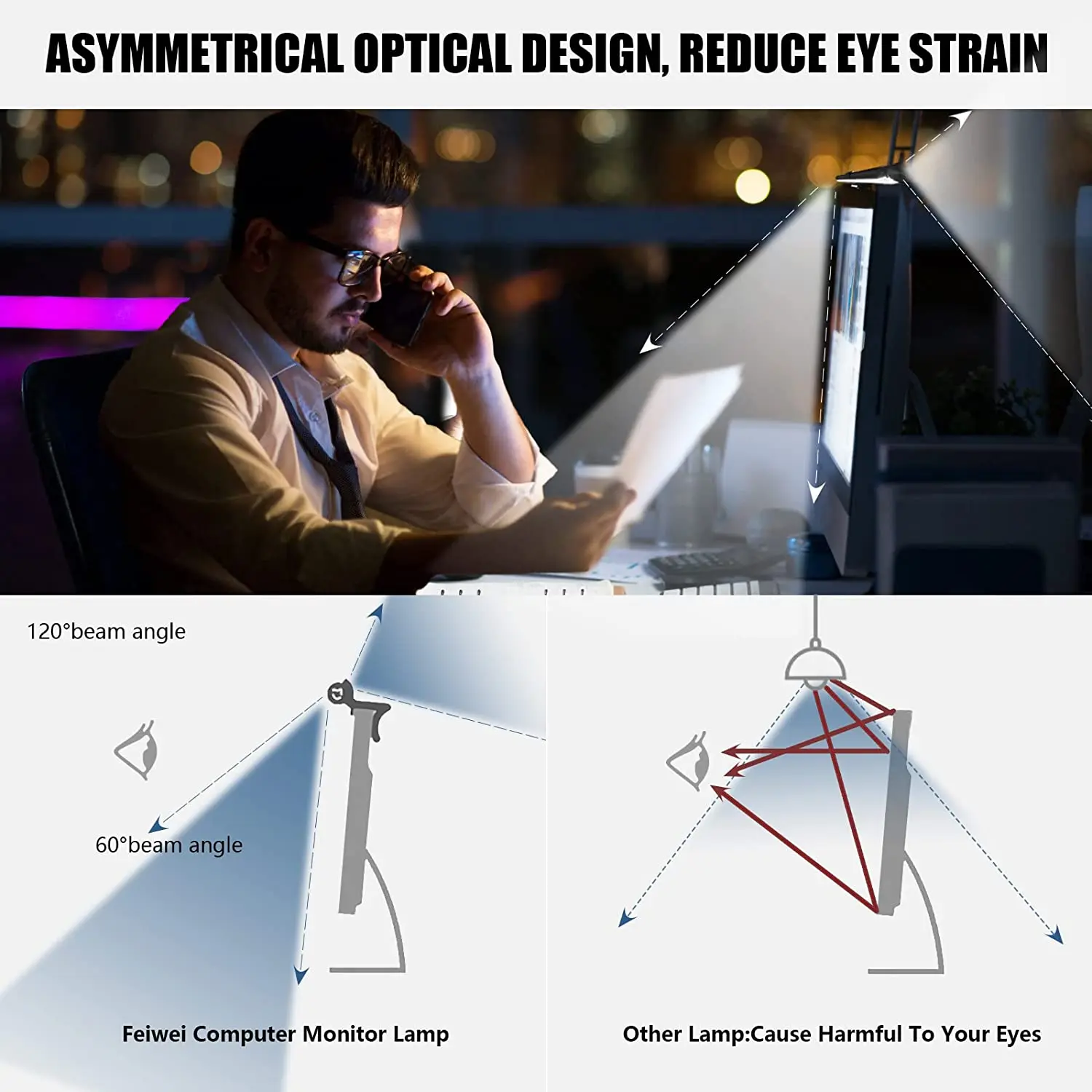 Eye care USB powered e-reading LED task lamp RGB computer smart screen monitor light bar home office desk lamp