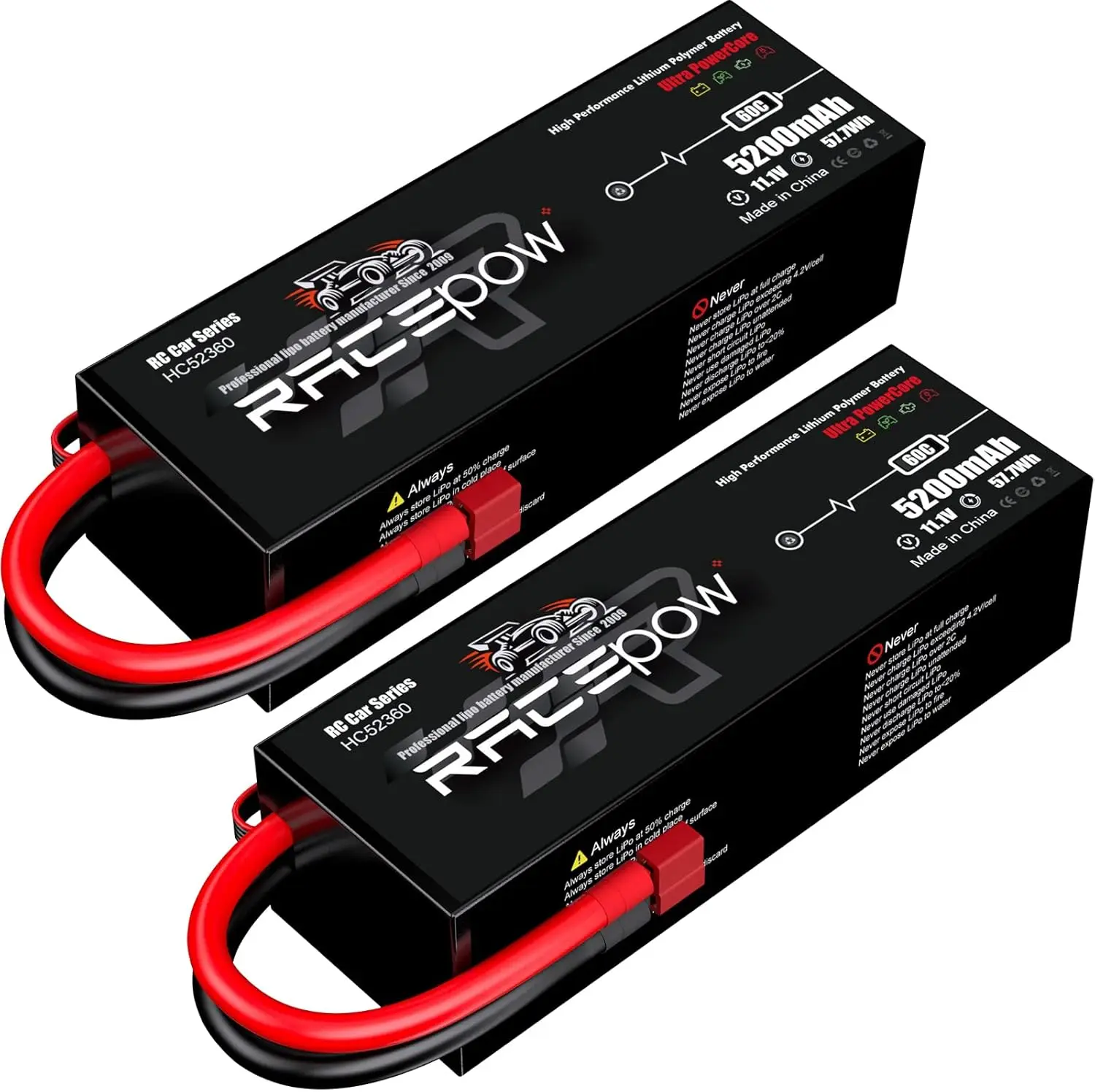 Racepow 3S RC Car Lipo Battery 11.1V 60C 5200mAh Hard case for RC Buggy Truggy Crawler Monster Car Boat Truck  Model