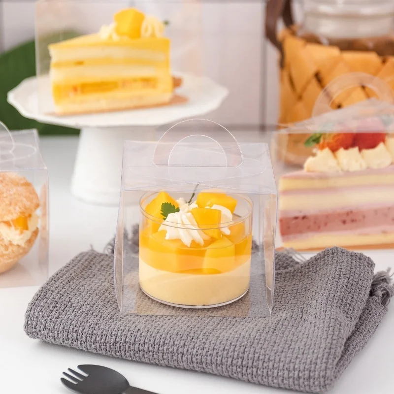 Мусс сэндвич коробки Ps треугольник намотки торт подарок коробка куска мороженного торта с ручкой