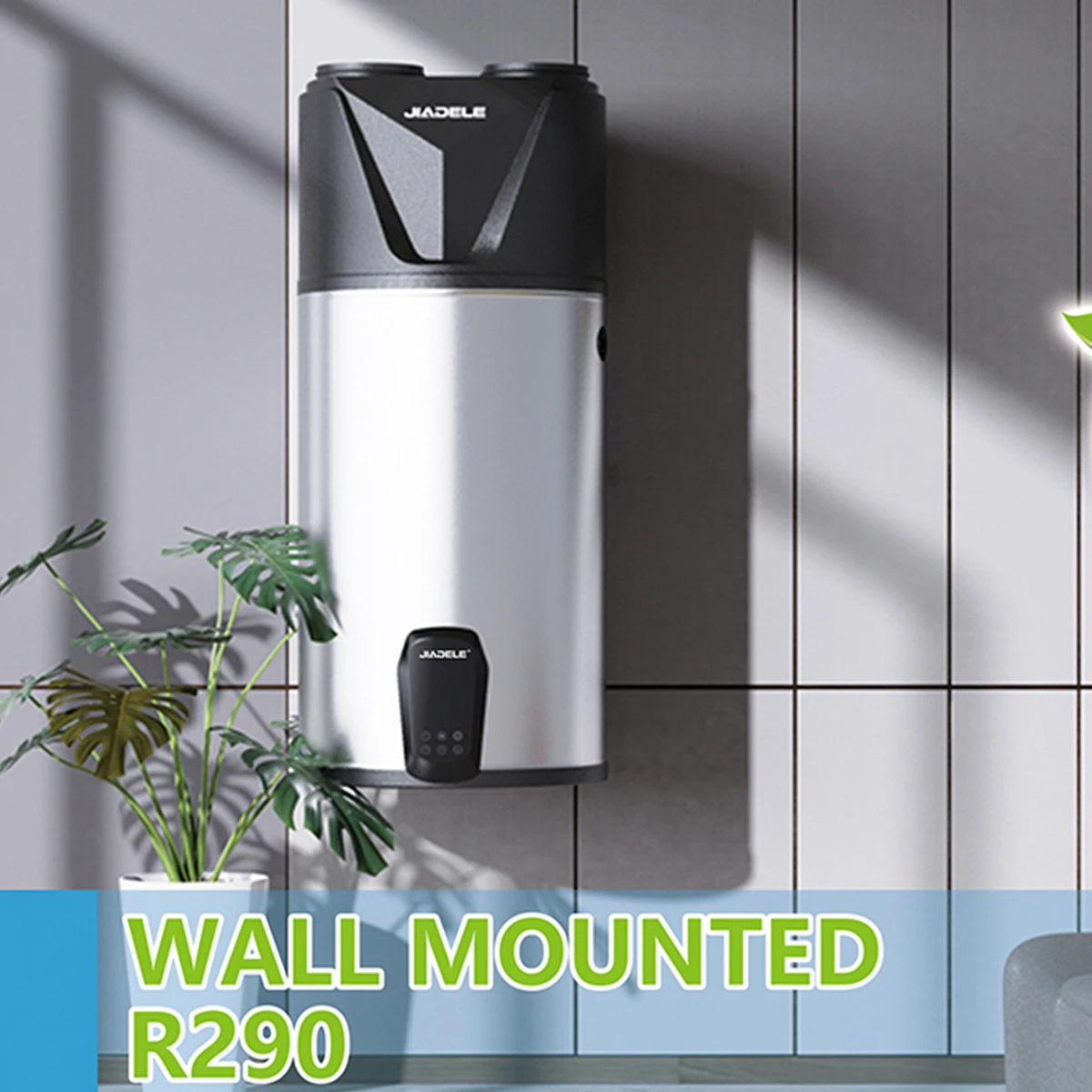 JIADELE R290 Wall Mounted Heat Pump System Hybrid Hot Water Heater Boiler 80L 100L Air Heating for Household