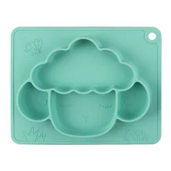BPA Free Kids Dish Plate With Suction Silicon Bowl Food Grade Sheep Type Divided Plates