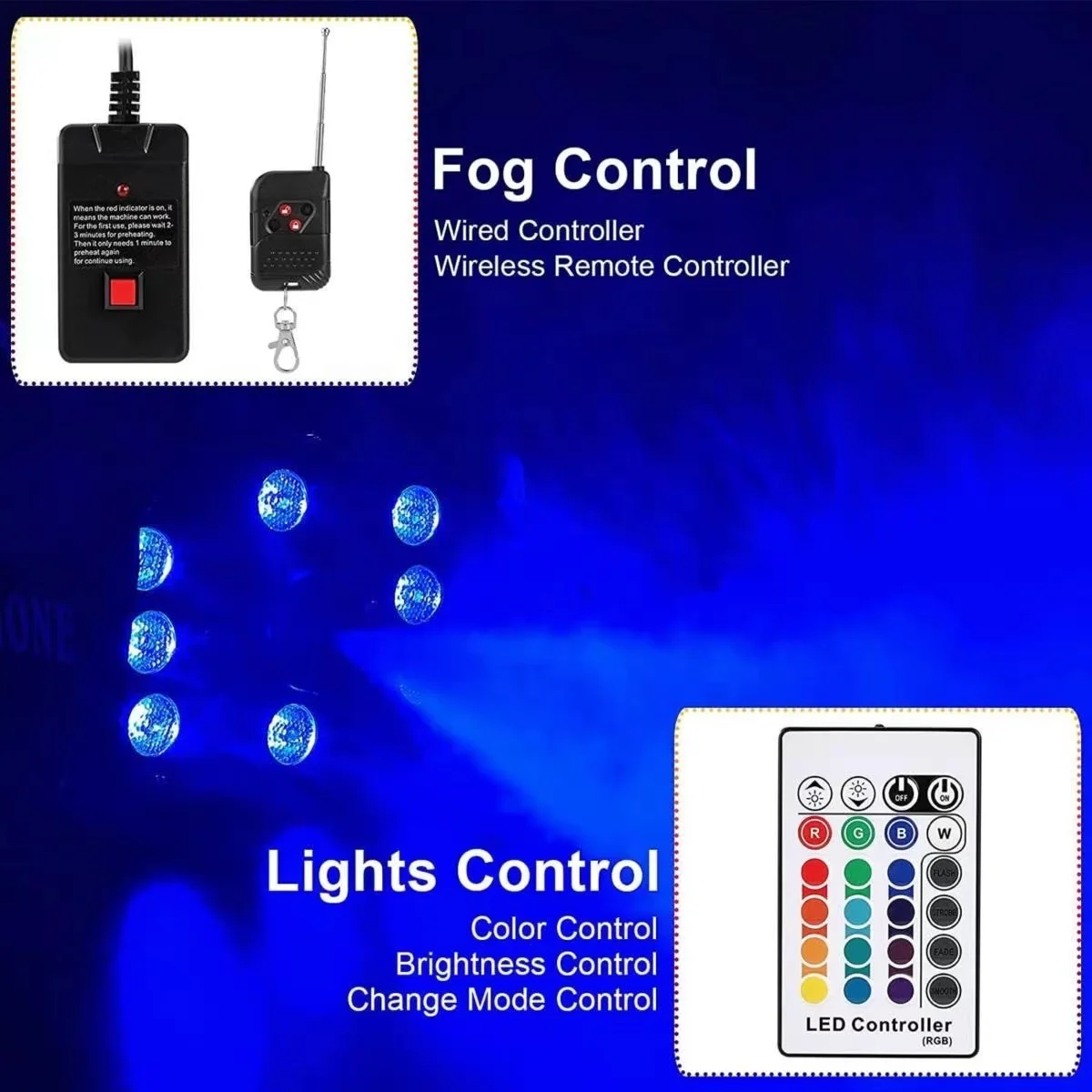 Fog Machine Professional Stage LED Smoke Machine 12 Colors Strobe Effect for Dj Halloween Party Wedding Holiday Christmas - Fans