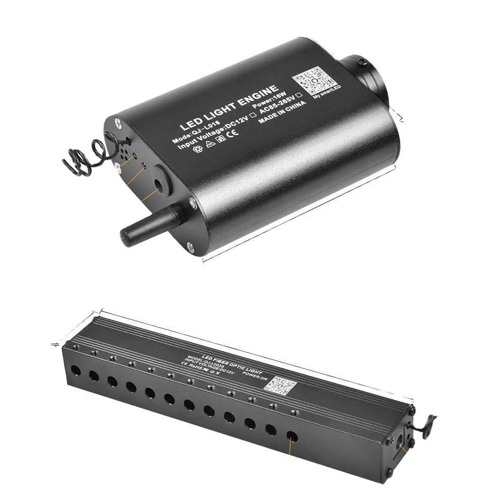 Оптоволоконный светильник с управлением через приложение Bluetooth потолочные светильники RGBW 16 Вт эффектом метеоритного стрельбы