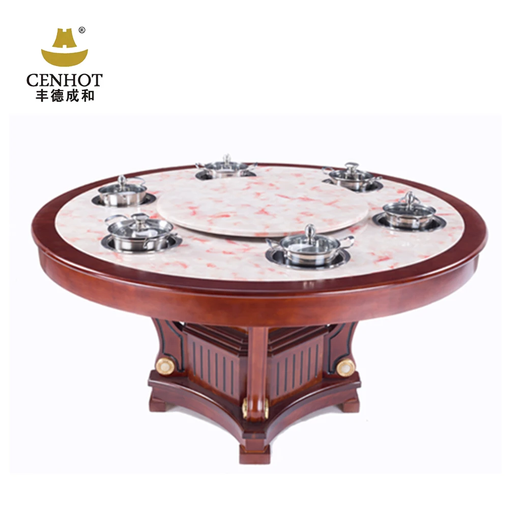 Cenhot round wooden customized hot pot table with induction heating system