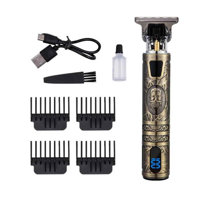Vintage Electroplated sculpting hair trimmer LCD Display Hair Cutting Machine Shaver Beard Barber Adults Trimmer