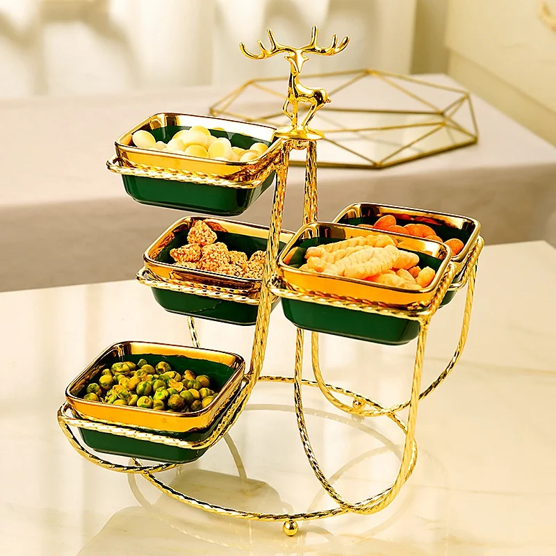 gold crystal dessert table cake dish shows tray dish plate dessert set with new metal handles crockery dinnerware set
