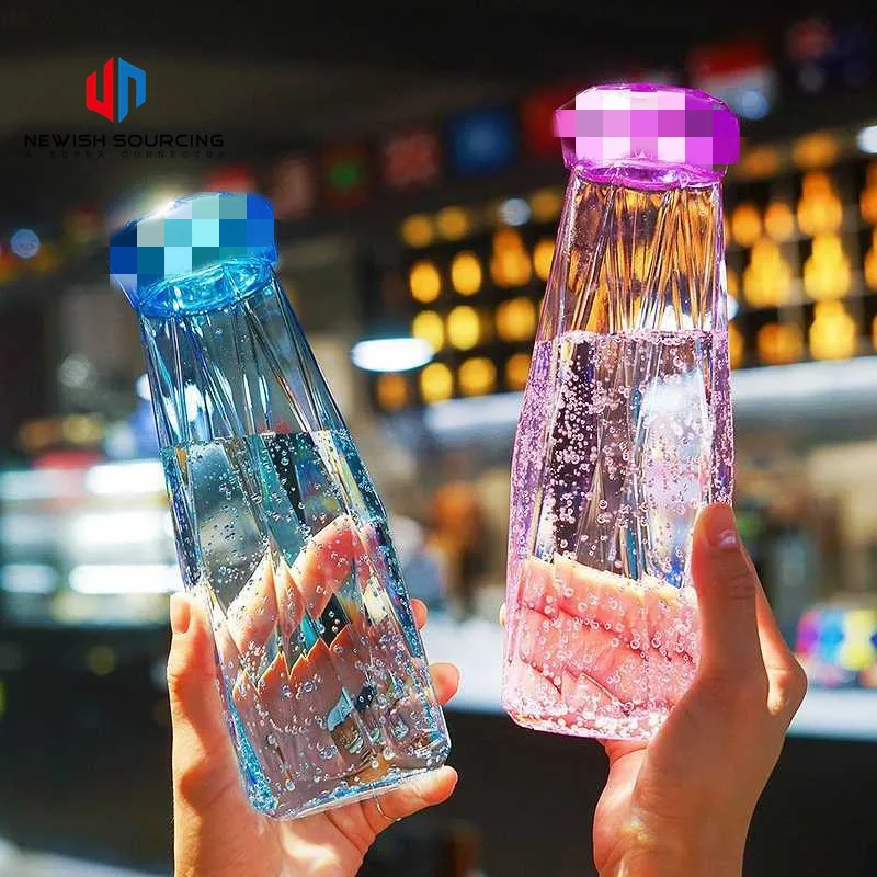 400 ml Seal Dazzle Color Crystal Diamond Creative Water Glass Bottle Cup Gift Custom Pyrex Glass Argyle Hand Cup