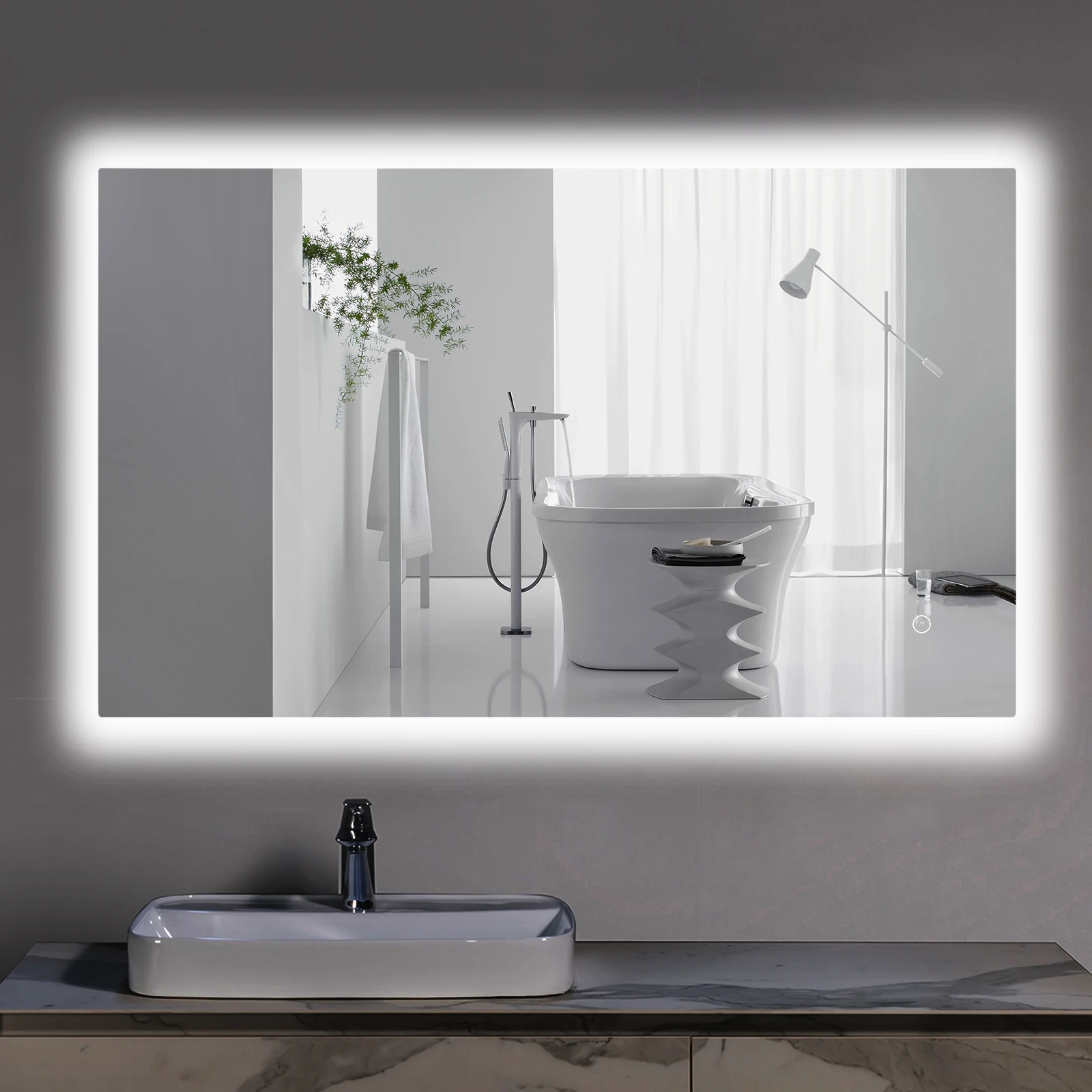 Hot Sale Modern Design Large Rectangle Smart LED Lighted Bathroom Mirror Waterproof with Touch Screen Backlit for Home Hotels