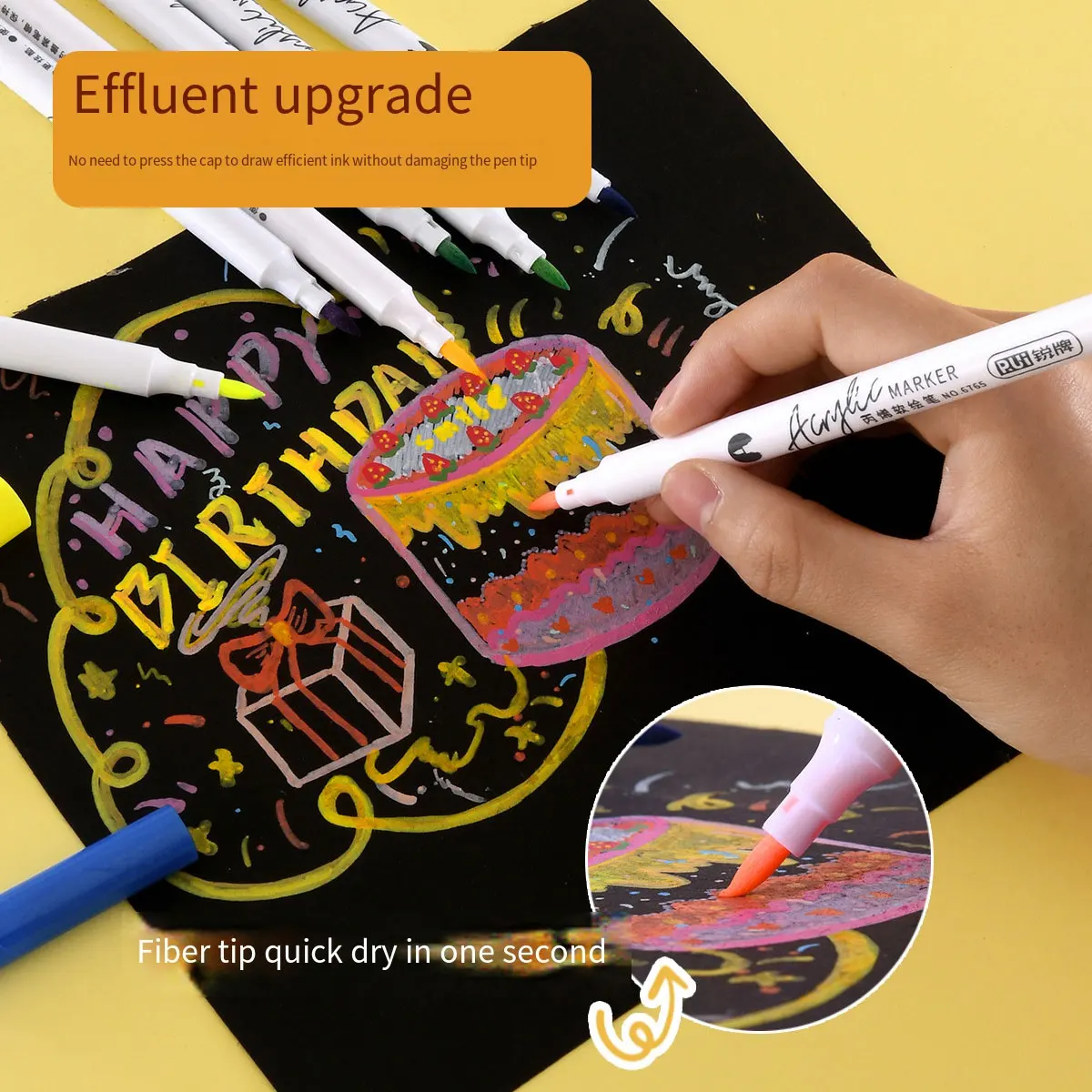 JPS OEM Customized 24-color Permanent DIY Craft Water-based Acrylic Paint Marker Pen Set Suitable For Rock Wood Ceramic Fabric