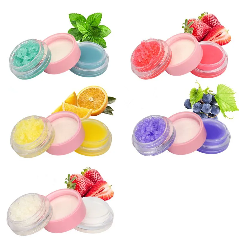 Wholesale Lip Mask Repair Treatment 2 in 1 Vegan Fruit Custom Logo Lip Balm Private Label Lip Scrub