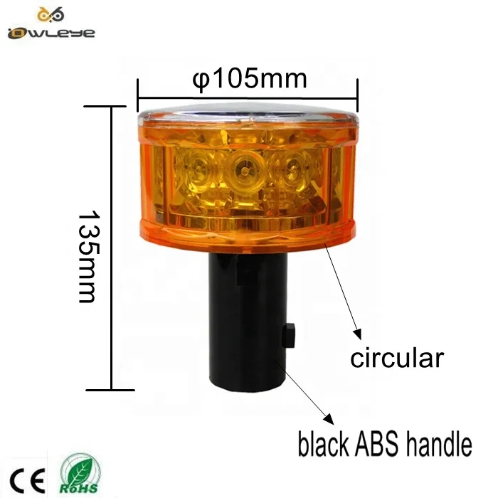 Wireless Round 12LED Road Traffic Light IP66 Flashing Green Solar Warning Light With Bracket