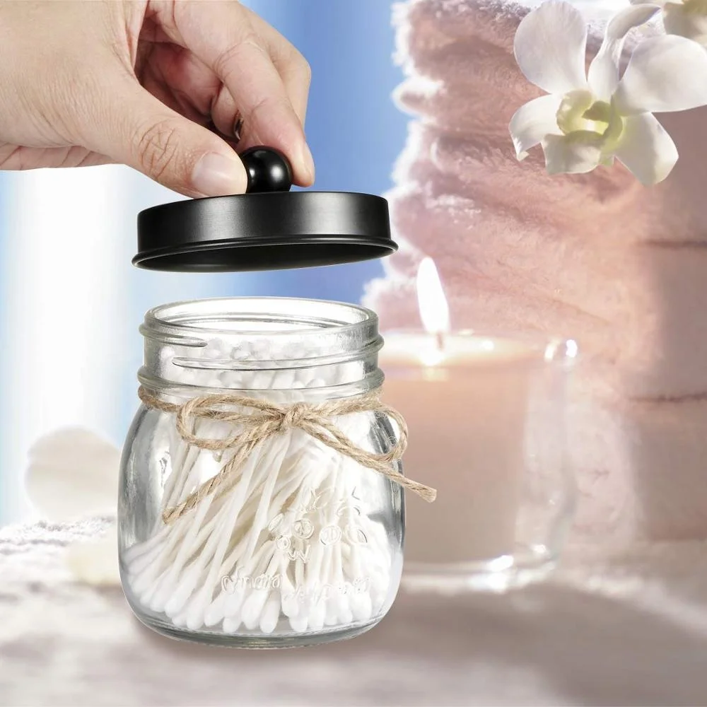 Wholesale Qtip Holder 8oz Mason Jars with Easy Handle Lids for Q-Tips/Rounds/Ball