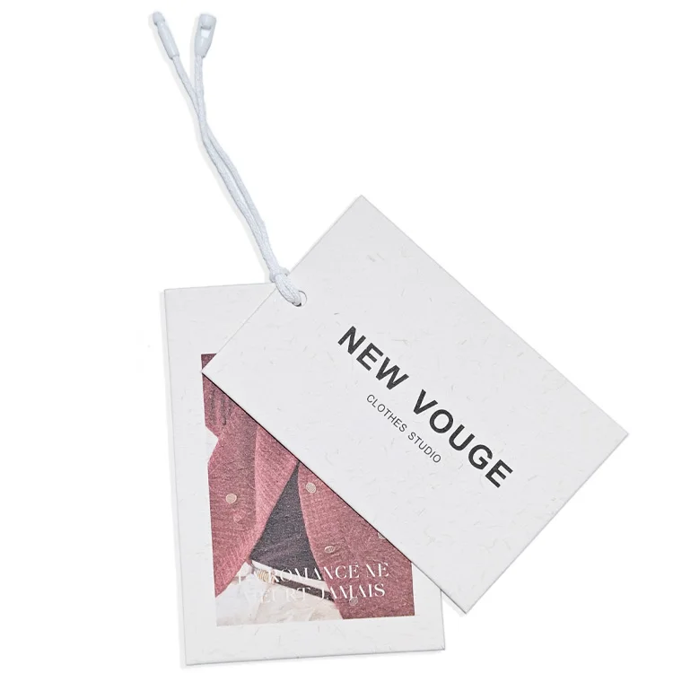 High Quality Luxury Custom Printing Fashion Garment Label Clothing Swing Name Logo Brand Red Hang Tags For Women