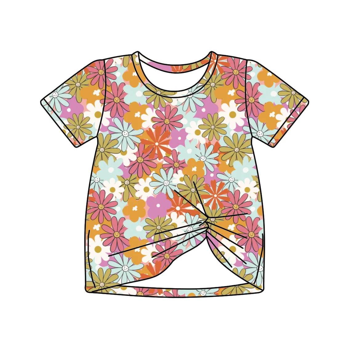 New Western Style Baby Girls custom Print Ruffle Bottom T-shirt Summer Clothes For Kids Tank Peplum