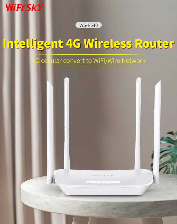 300Mbps 4G LTE CPE Router WS-R640 Support OpenWRT Wifisky Plug and Play