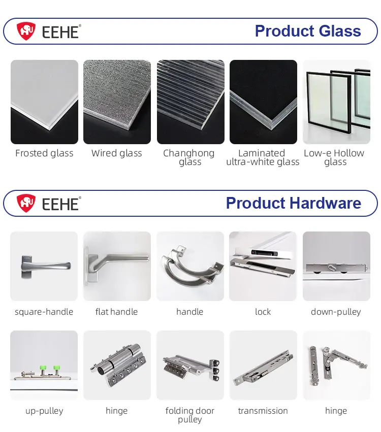 EEHE Balcony Glass Sliding Door Soundproof Patio Hurricane Proof Aluminum Black Sliding Doors