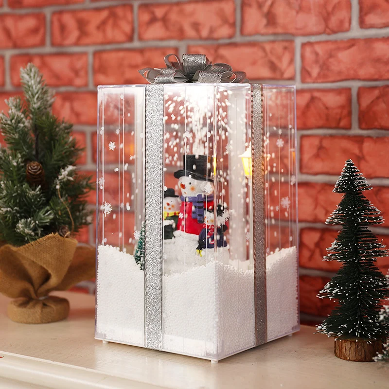 navidad&2021 decoracion xmas box light music falling snow Christmas gift led Christmas box Lantern for party decoration
