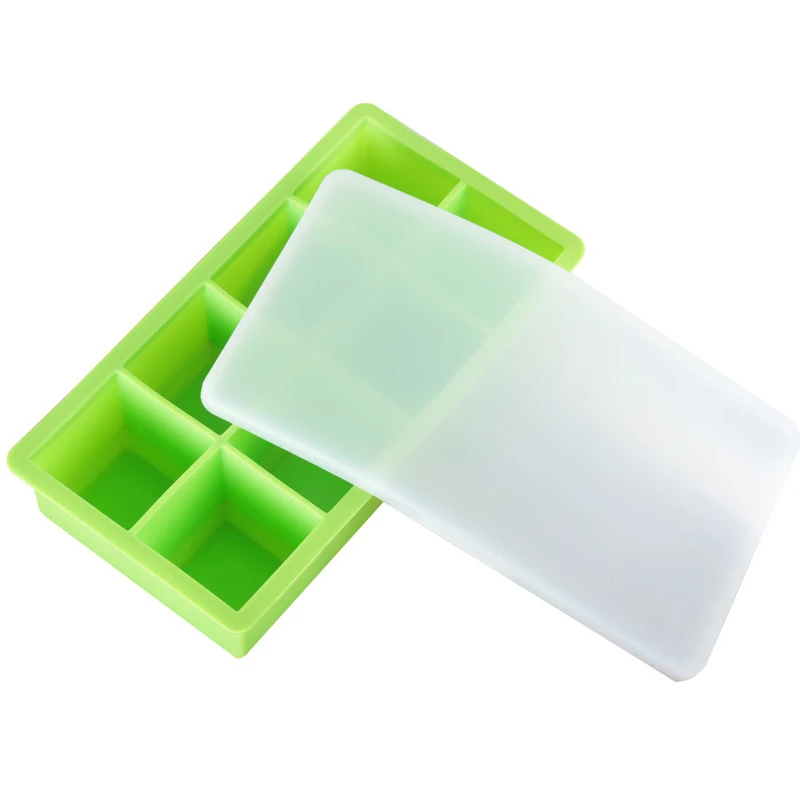 
square brick 8 cavity eco-friendly BPA free diy freezing silicone ice cube mold with lid 