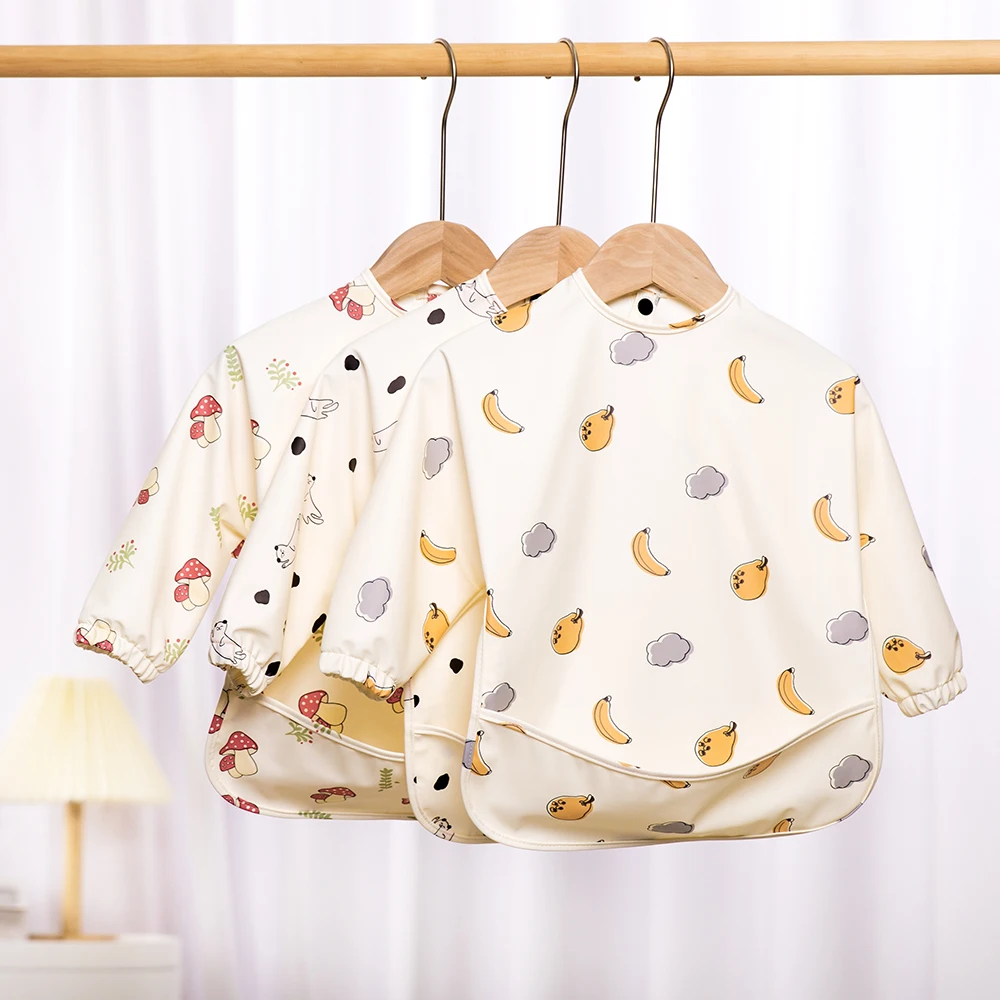 Long Sleeve Coverall Bib Babies & Toddlers 6-36  Mess Proof Baby Feeding Bib