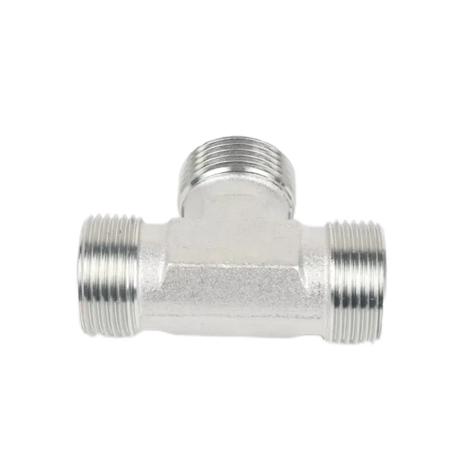 AC AD Carbon Steel Hose Fitting Hydraulic Male Threaded Equal Tee Fitting Connector