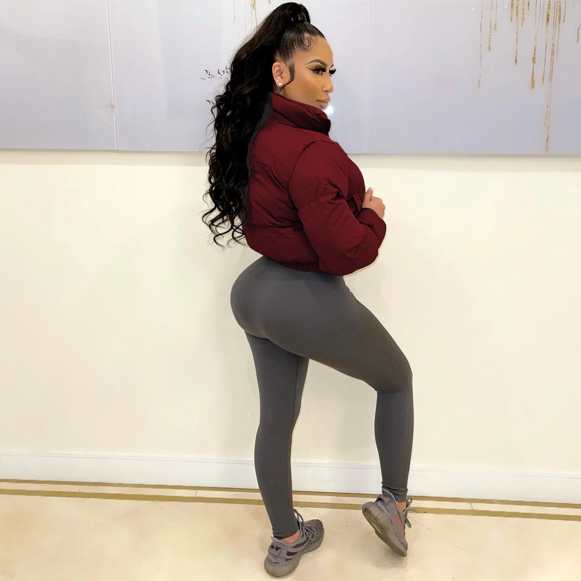 2021 New Fashion Thick Woman Warm Outwear Casual Solid Color Zipper Winter Coat Women Winter Puffer Jacket