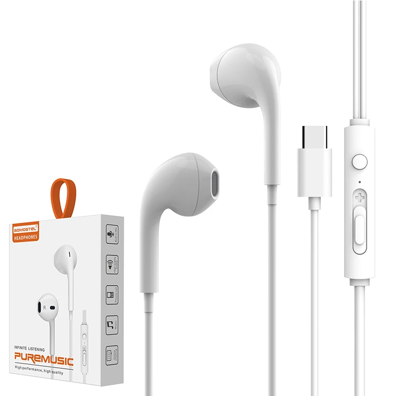 Somostel Factory Wholesale Type-c Headphones High Quality Note10 Headset Type C Earphone For Samsung Note 10
