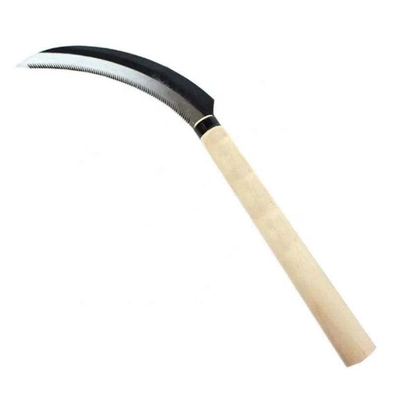 Hot Sale Agricultural Garden Grass Wooden Handle Carbon Steel Sickle