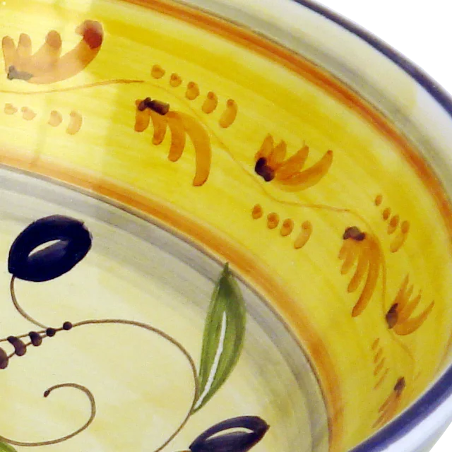 35CM / 13.7IN CERAMIC ROUND BOWL WITH OLIVES DESIGN HANDMADE IN ITALY