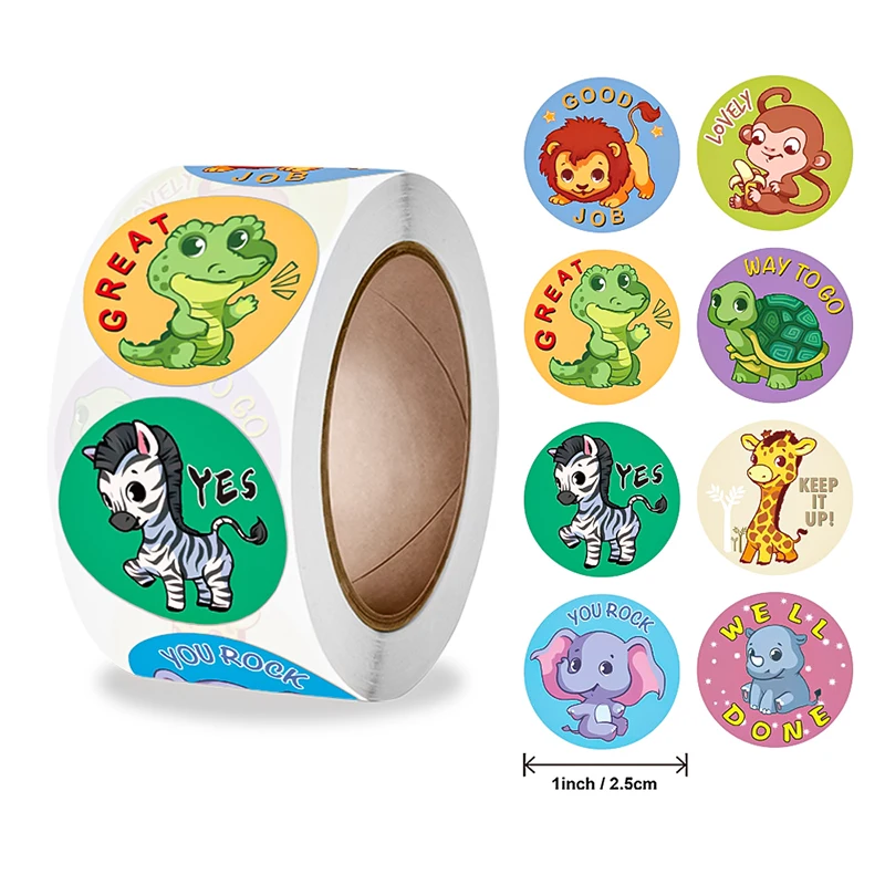 Animal Children Cartoon Reward Stickers Customized Self Adhesive Paper Sticker For Children Books