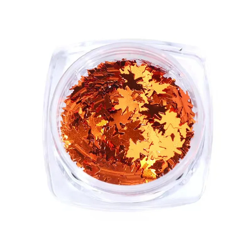 14 Colors Maple Leaves Nail Art Sequins Holographic Glitter Flakes Paillette Fall Leaf Stickers For DIY Nails Autumn Decorations