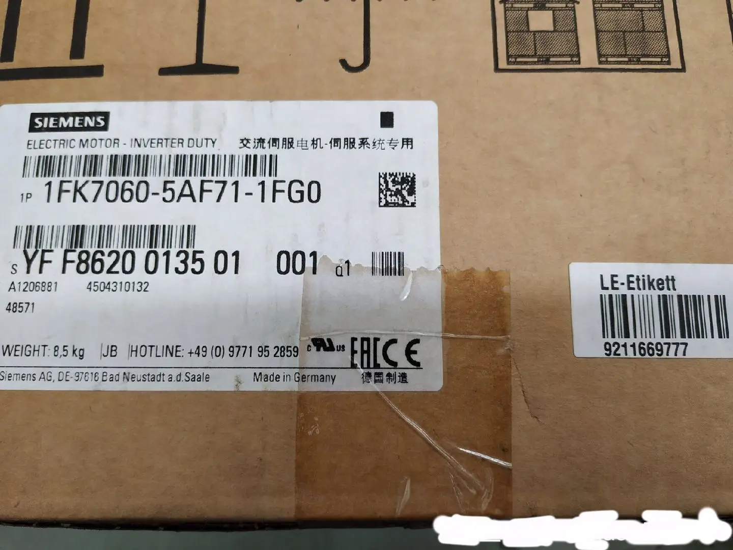 Genuine Siemens Servo motor 1FK7060-5AF71-1FG5 in stock
