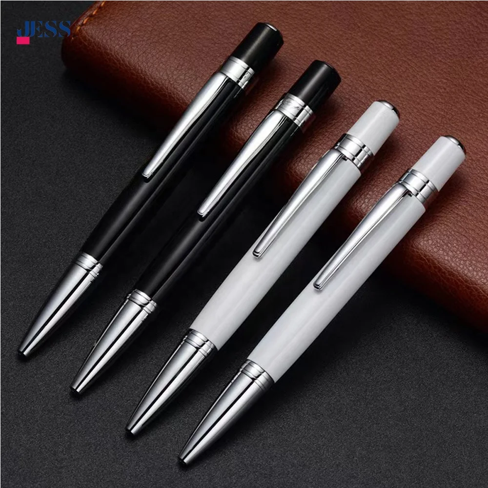 High Quality Metal Pen with Custom Logo Black White Twist Mini pocket Ballpoint Pen for Business Gift Office Pens