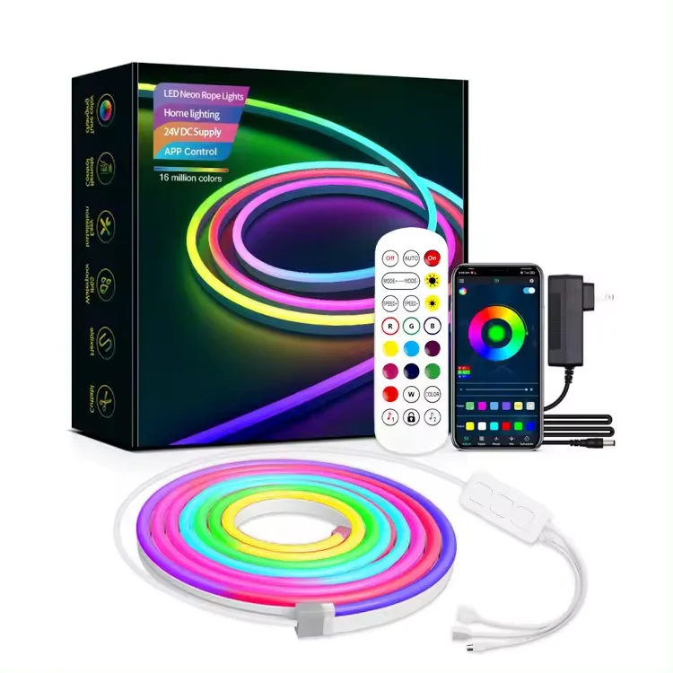 Hot Selling High Efficiency Christmas Wedding Decoration Neon Rope Light Waterproof Flexible Colorful Led Neon Light