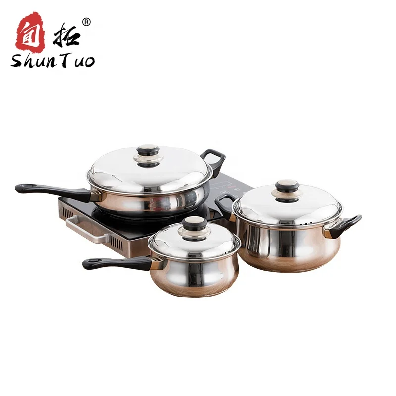 
12-piece set magnetic single bottom electric induction stockpot nonstick stainless steel Cookware Sets 