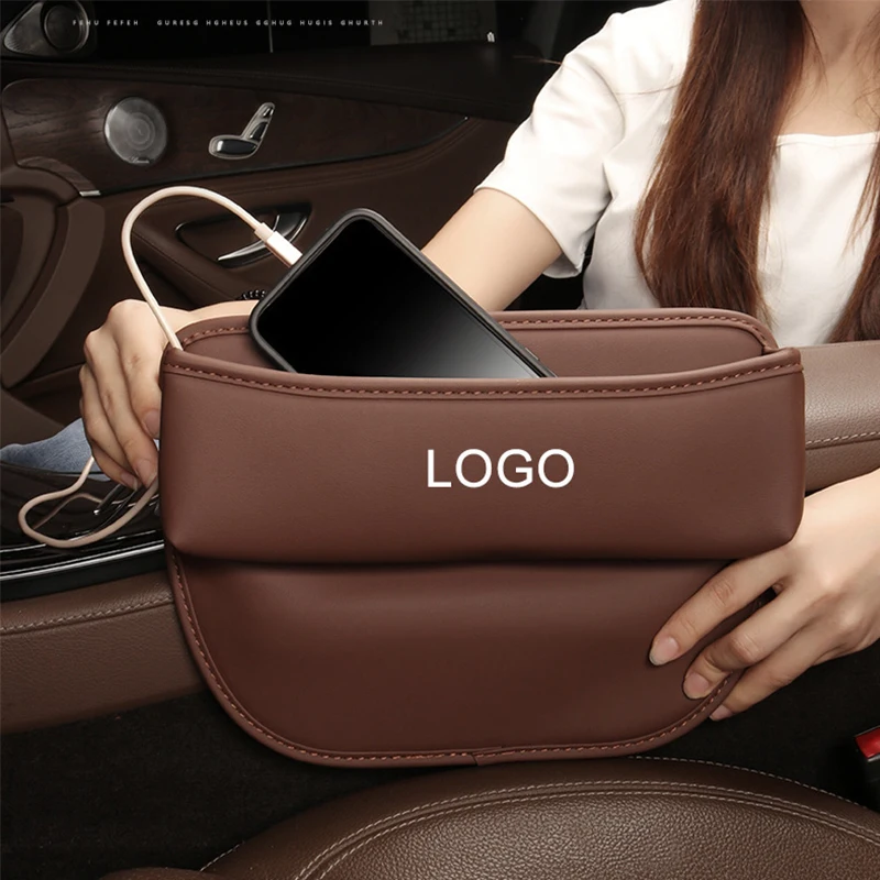 Car Interior Accessories 2024 Universal PU Leather Console Side Front Seat Storage Box Car Seat Side Gap Filler Organizer